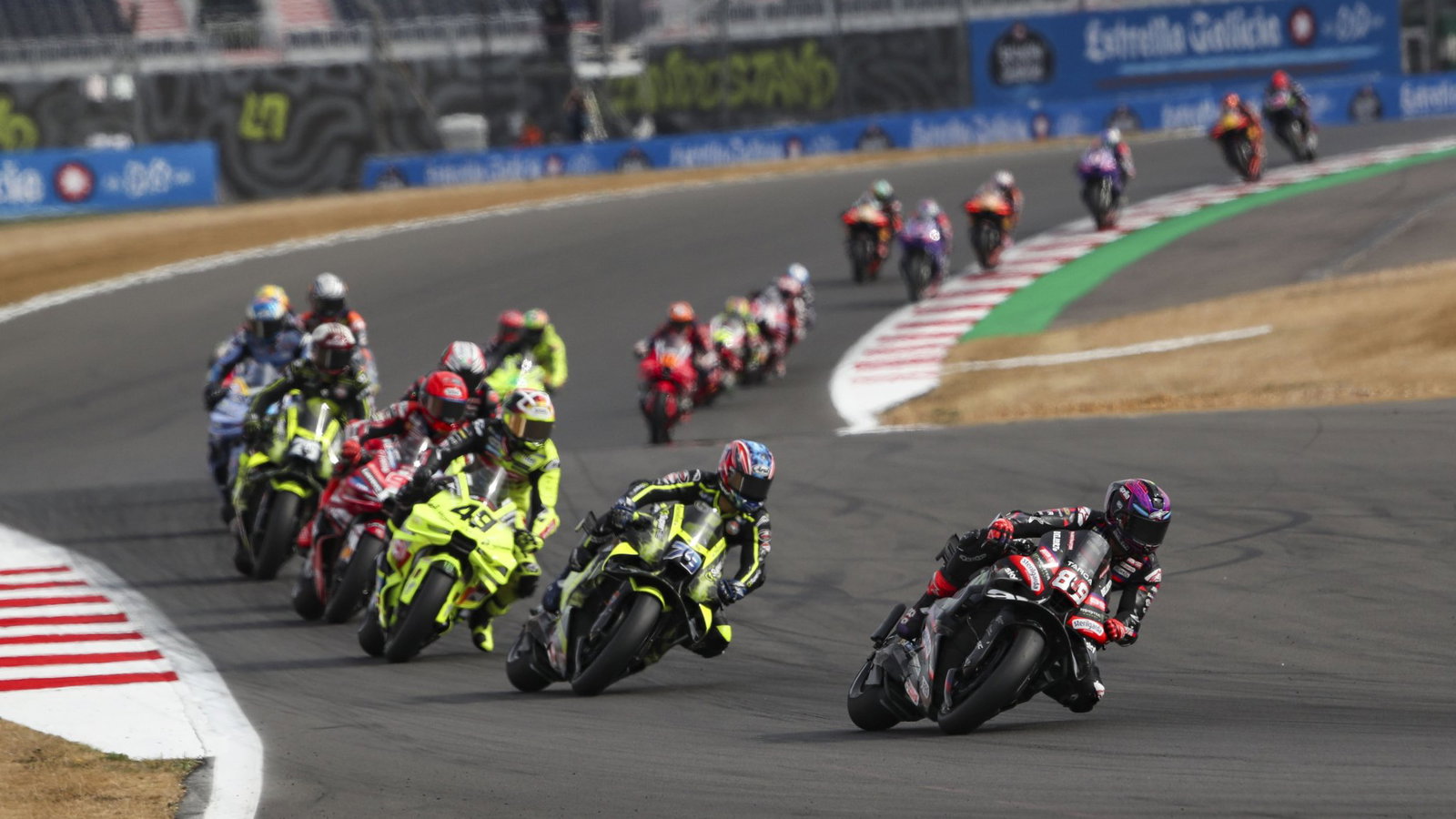 Jorge Martin leads 2026 MotoGP British Grand Prix Sprint. Credit: Gold and Goose.