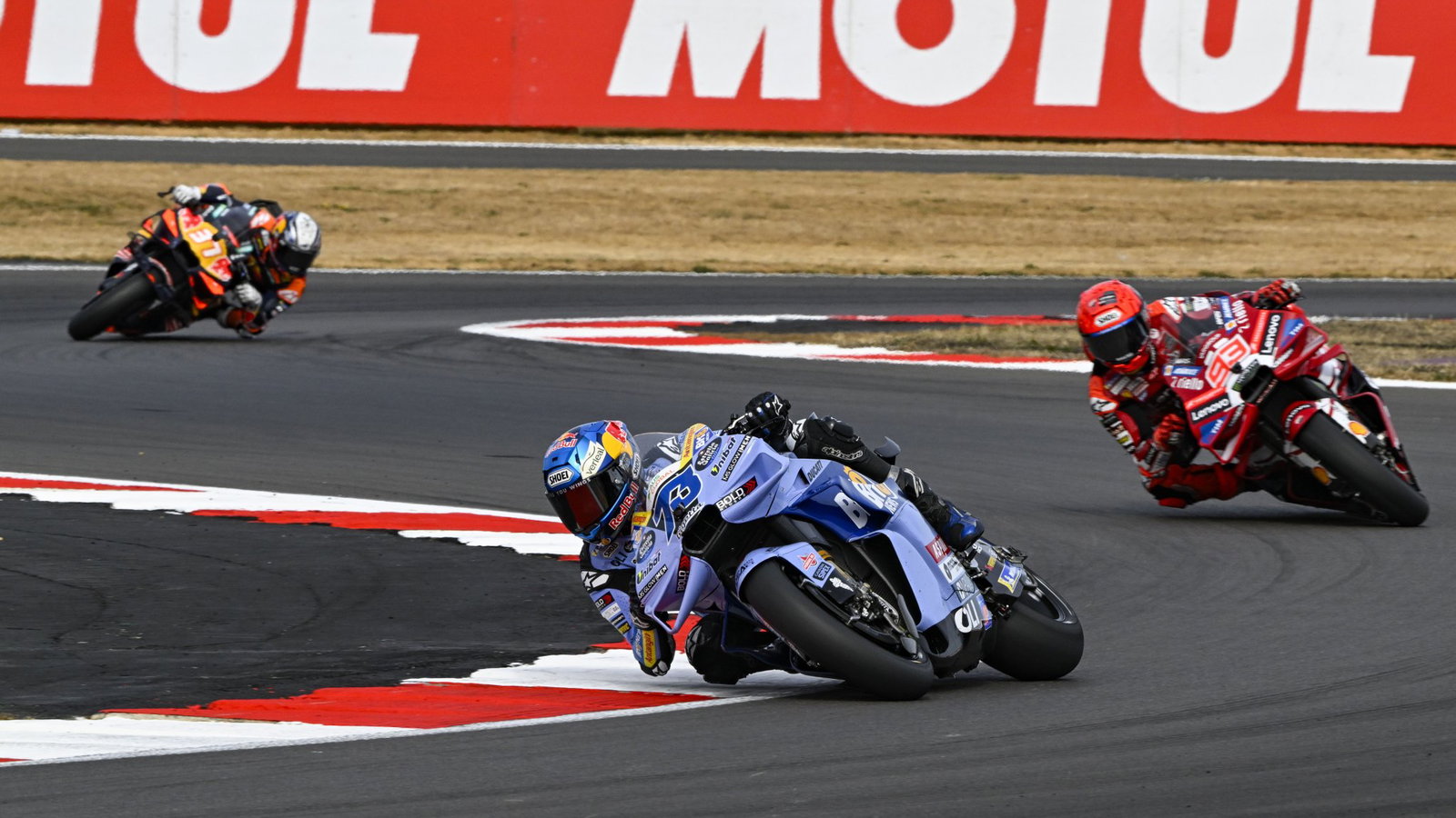 Alex Marquez leads Marc Marquez, 2026 MotoGP British Grand Prix. Credit: Gold and Goose.