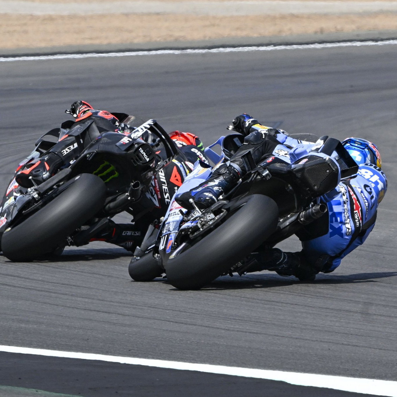 Alex Marquez chases Marco Bezzecchi, 2026 MotoGP British Grand Prix. Credit: Gold and Goose.