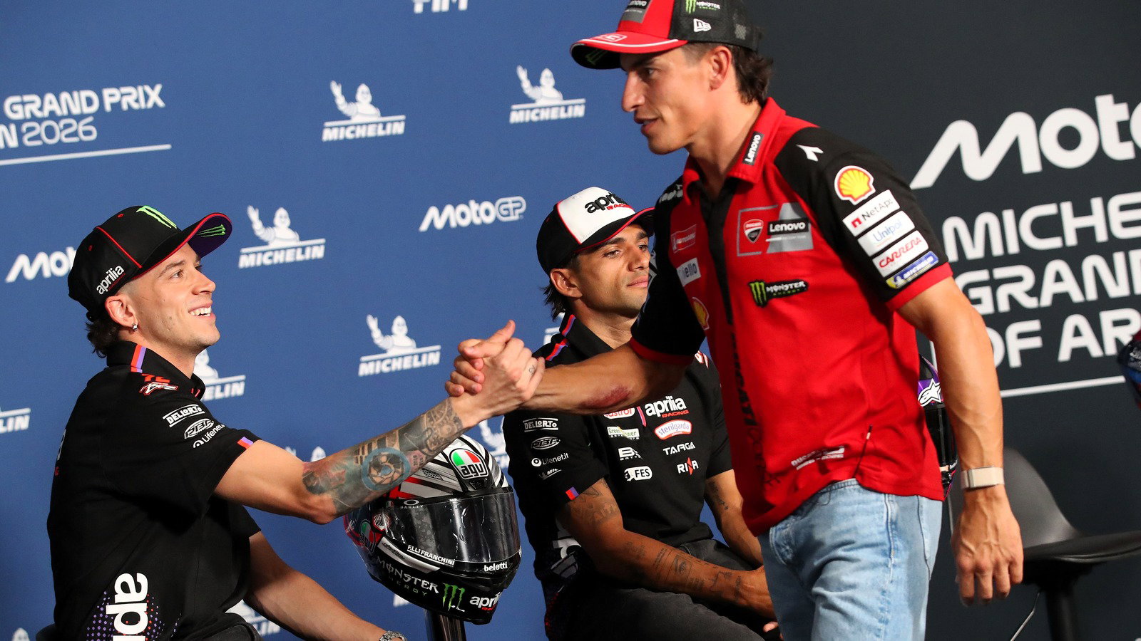 Marco Bezzecchi, Marc Marquez, 2026 Aragon MotoGP.
