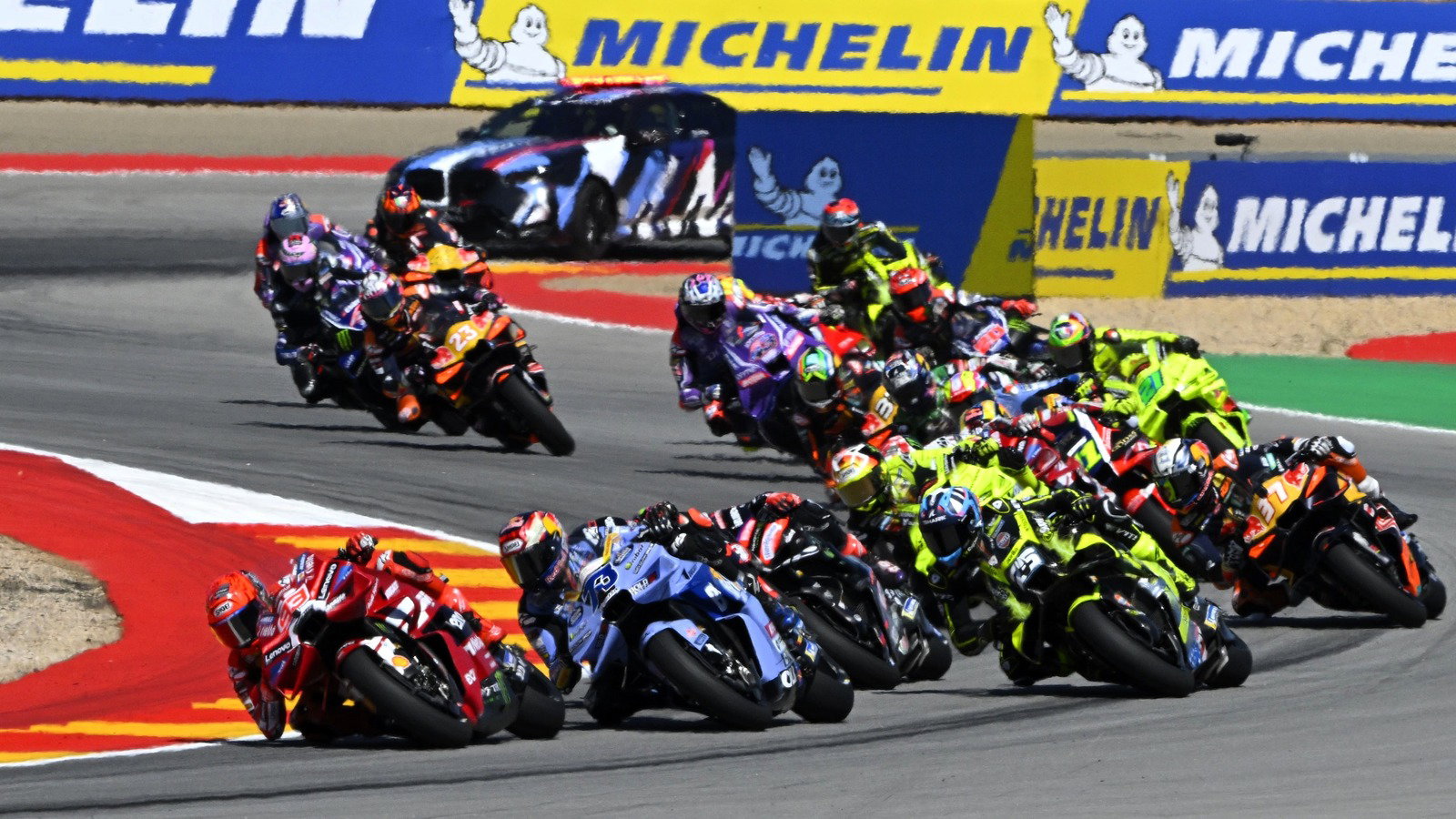 Marc Marquez leads, 2026 Aragon MotoGP Sprint.
