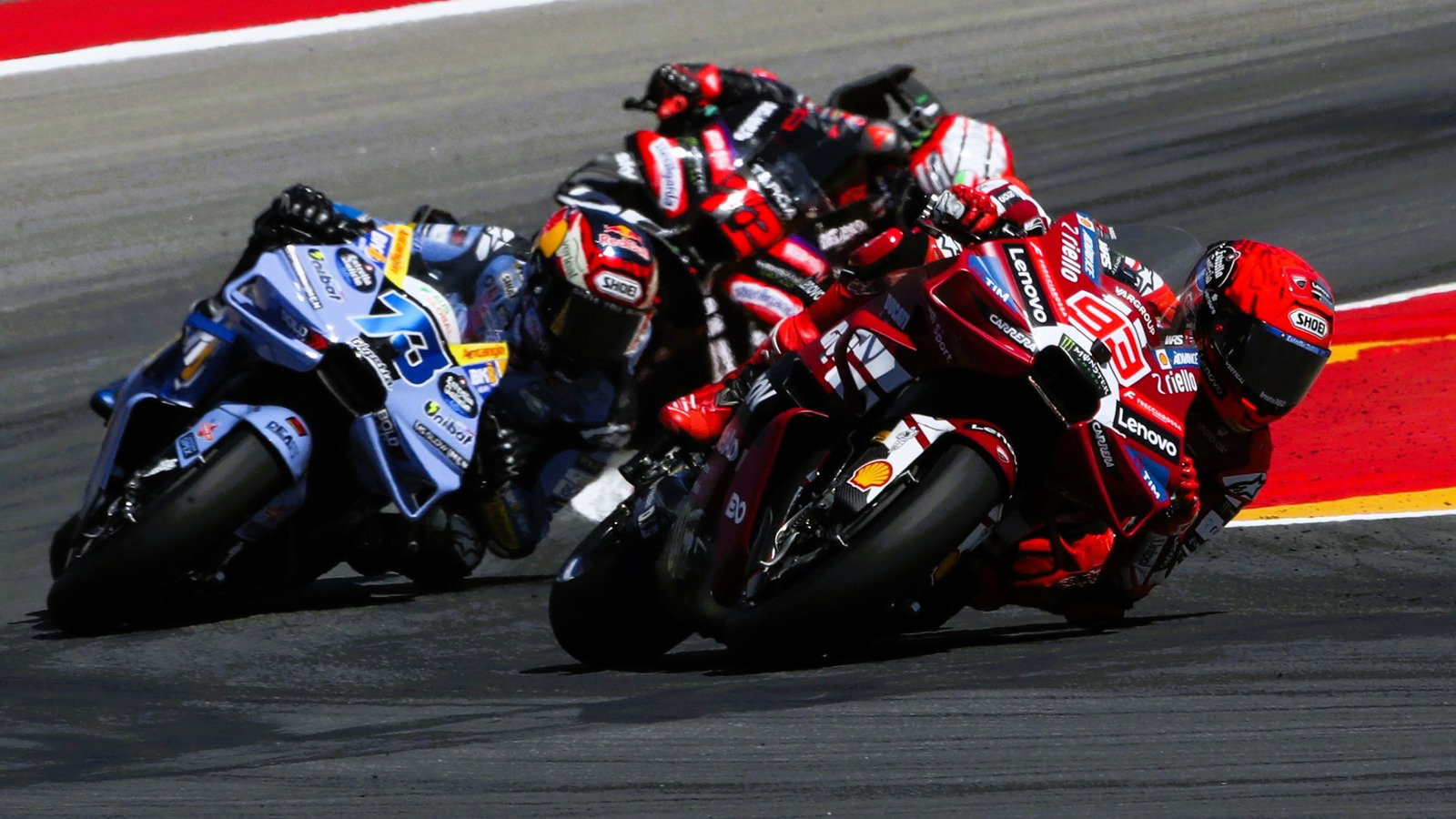 Marc Marquez, Alex Marquez, Marco Bezzecchi, 2026 Aragon MotoGP Sprint.