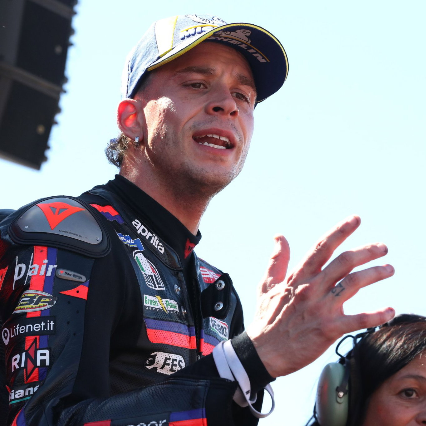 Marco Bezzecchi, 2026 MotoGP Aragon Grand Prix, Sprint podium. Credit: Gold and Goose.