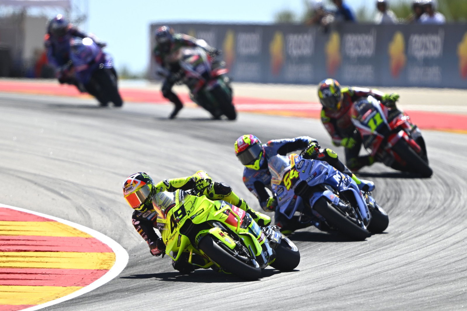 Fabio Di Giannantonio leads Fermin Aldeguer, 2026 MotoGP Aragon Grand Prix. Credit: Gold and Goose.