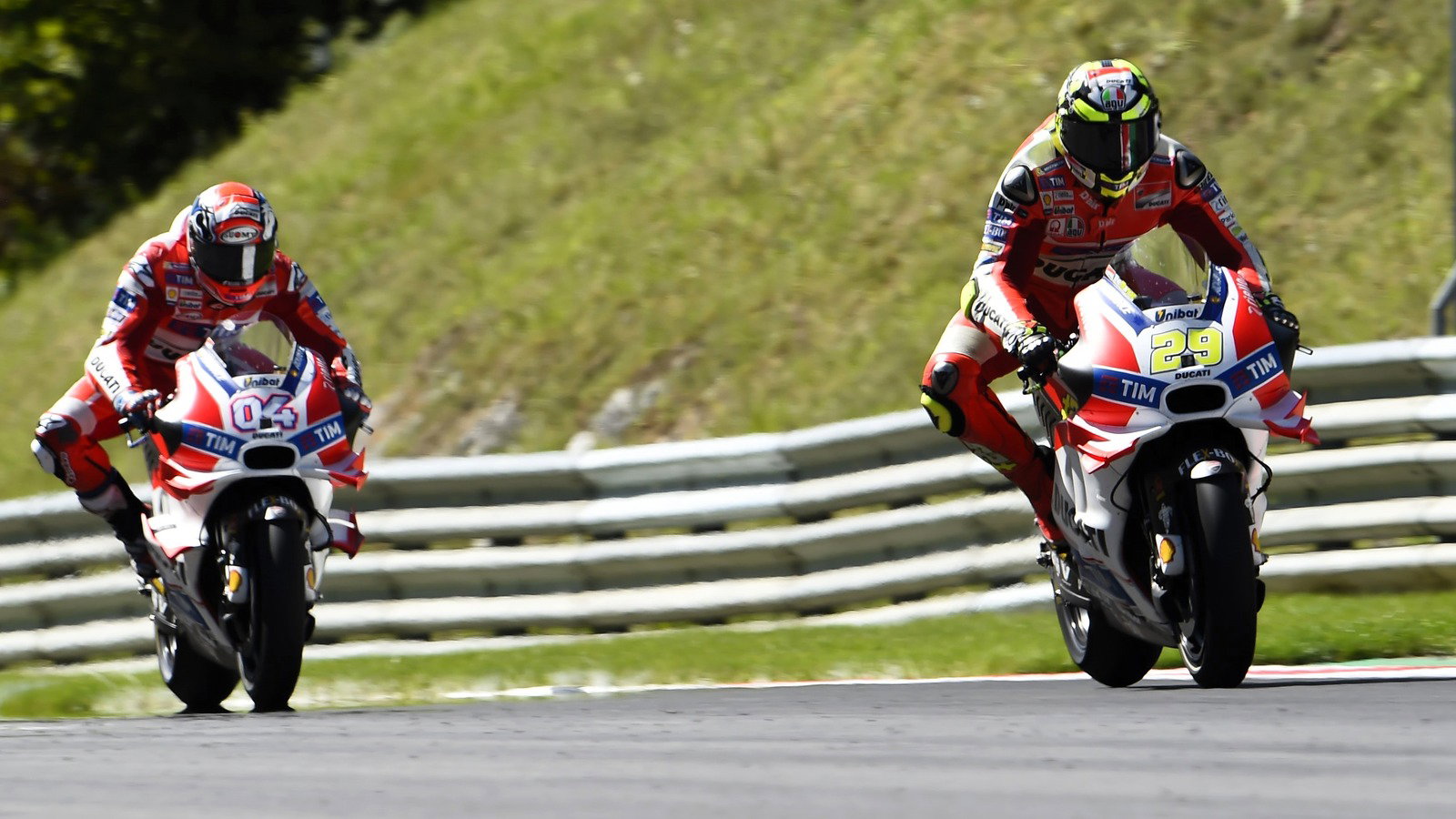 Andrea Iannone leads Andrea Dovizioso, 2016 Austrian MotoGP.