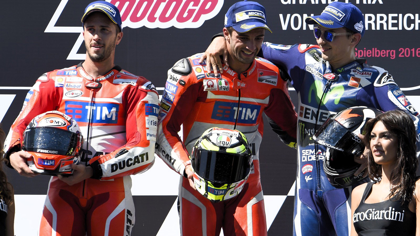Iannone, Dovizioso, Lorenzo,2016 Austrian MotoGP.