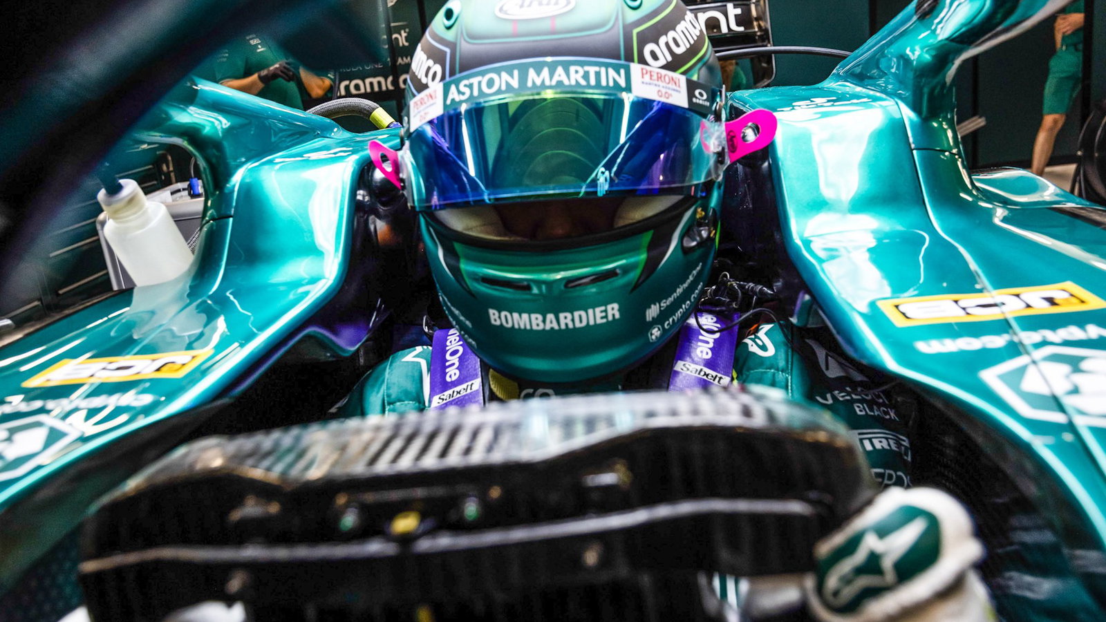 Jessica Hawkins tests an Aston Martin F1 car for the first time