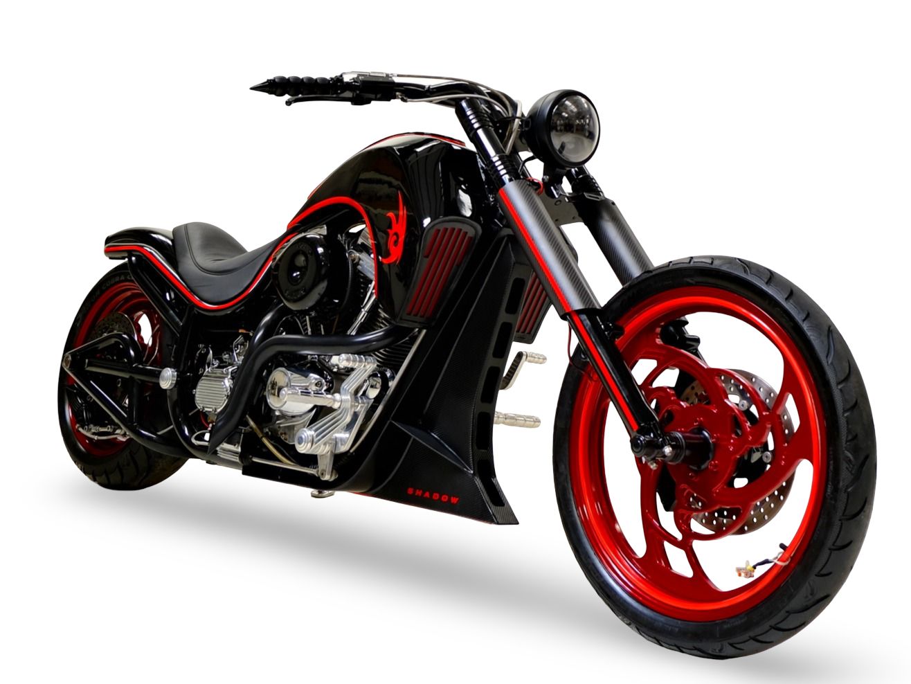 The black and red 'Dark Rider' motorcycle heading for auction. Credit: Bonhams.