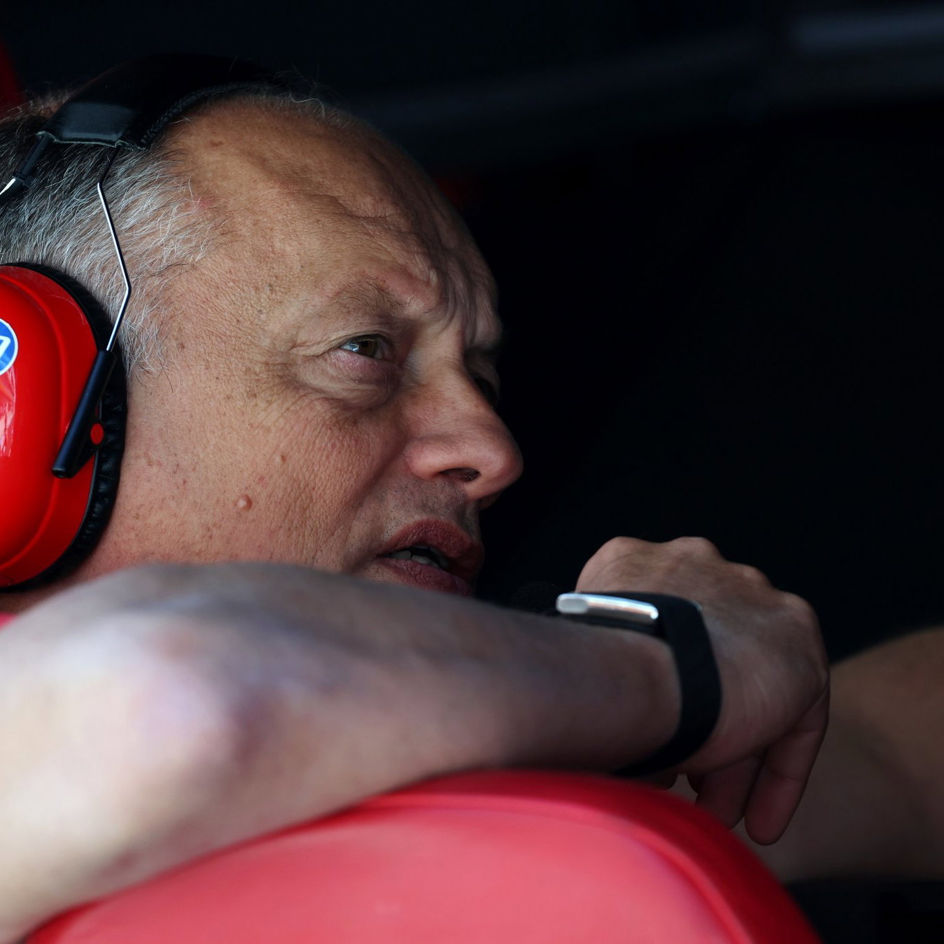 Vasseur on the Ferrari pit wall