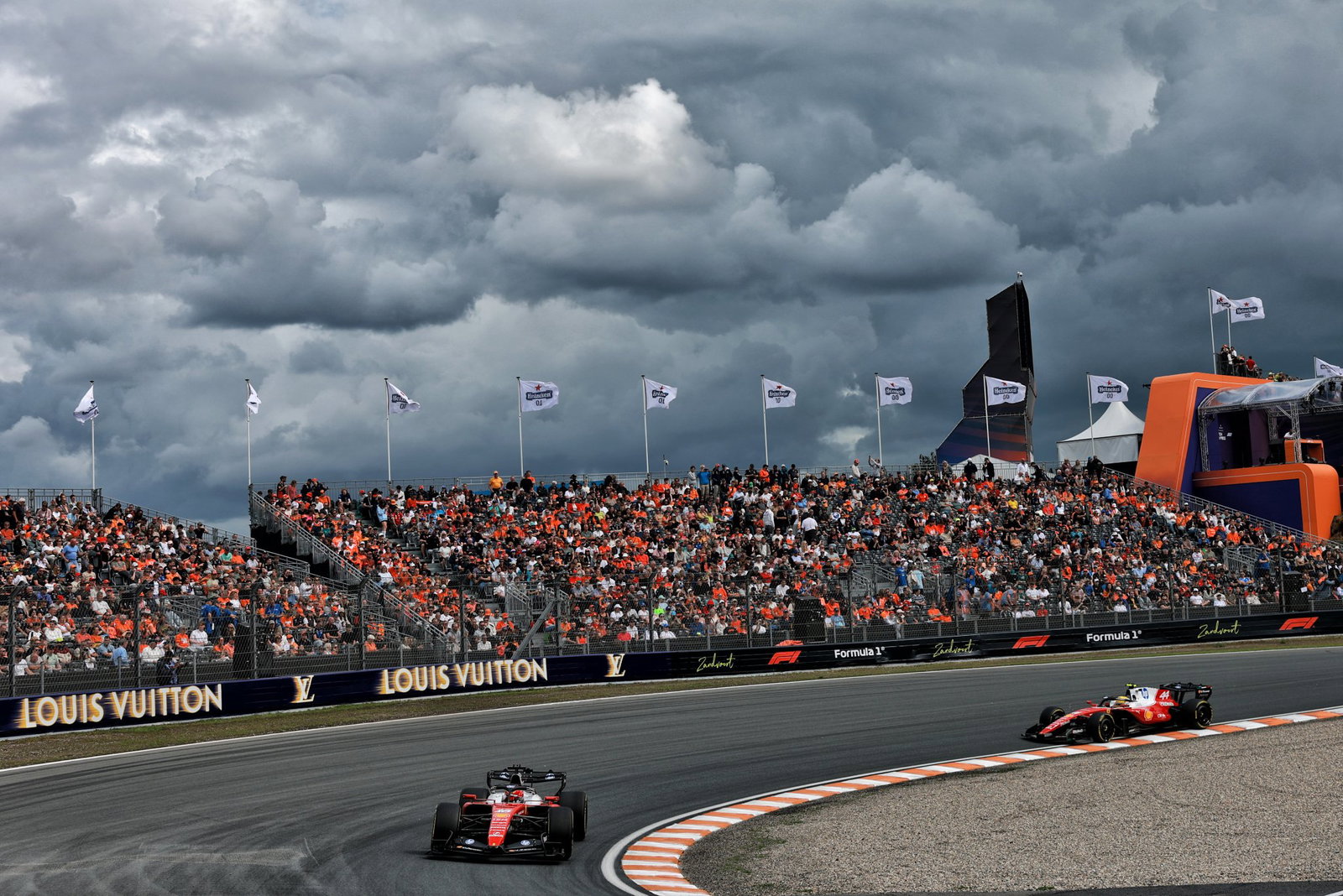 Dark skies lingered but rain stayed away during practice