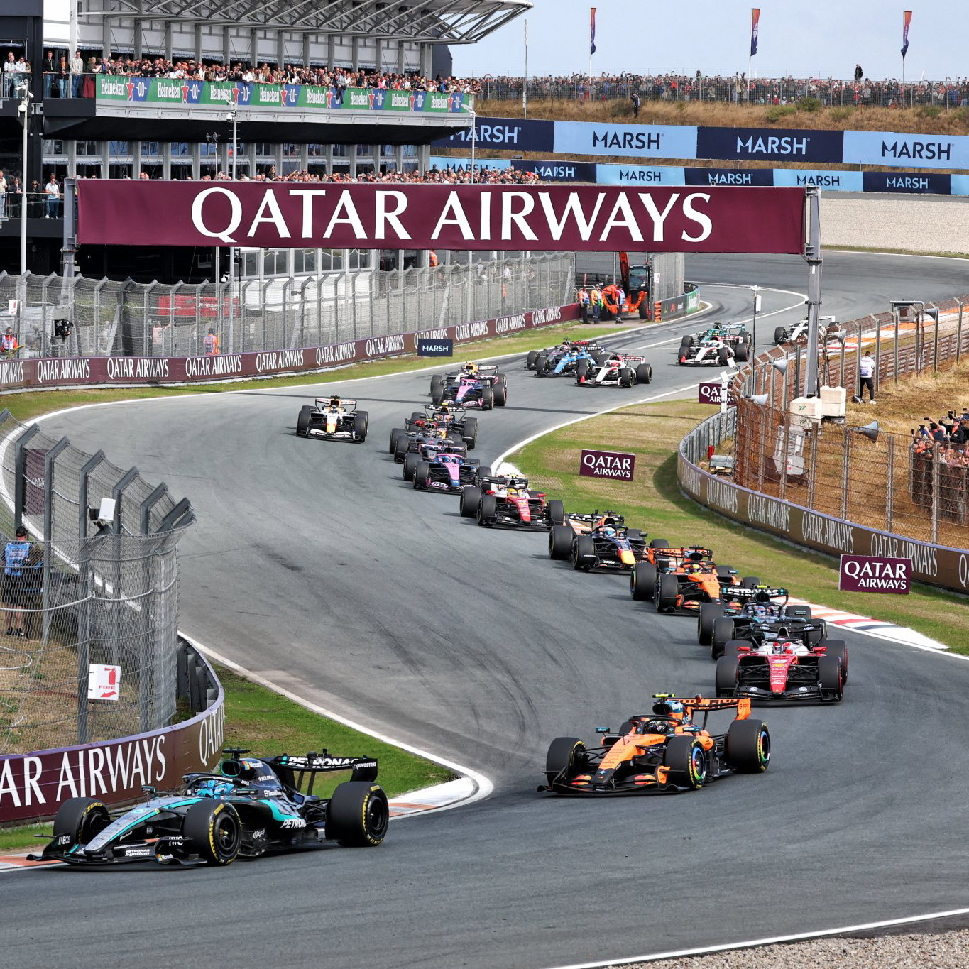 The start of the Dutch Grand Prix sprint race 