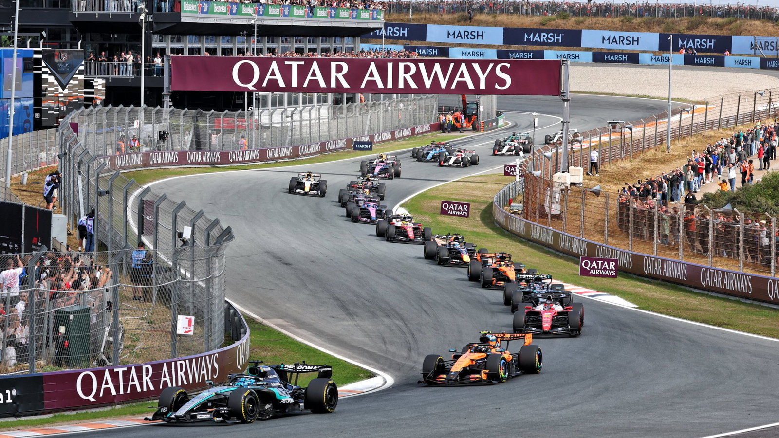 The start of the Dutch Grand Prix sprint race 