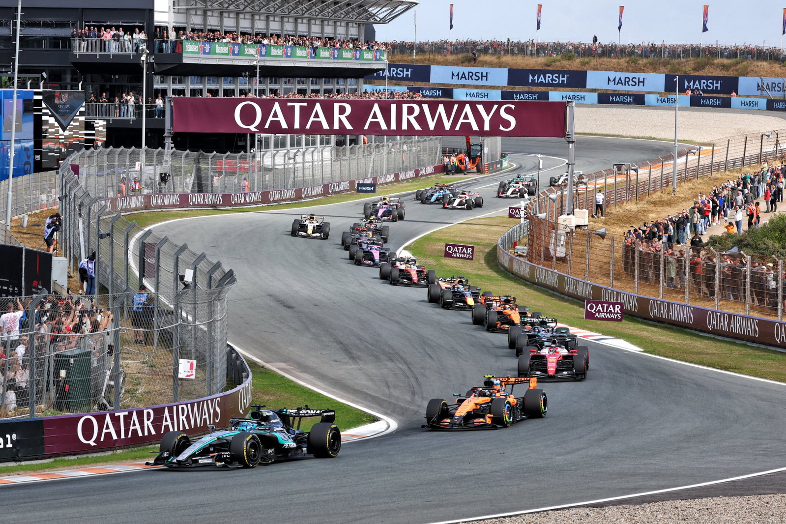 The start of the Dutch Grand Prix sprint race 