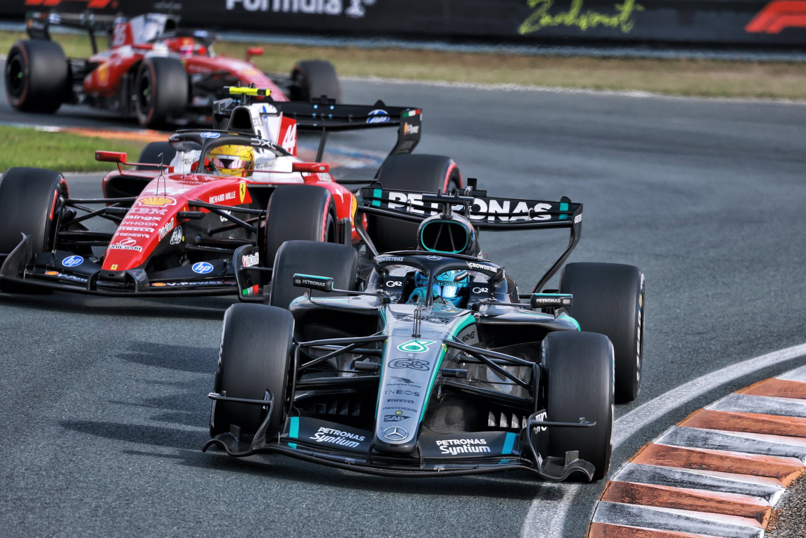 Russell fended off Lewis Hamilton for third