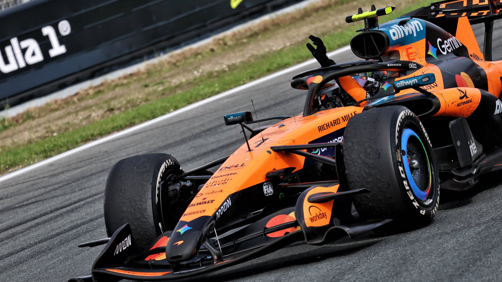 Lando Norris celebrates his Dutch GP win 