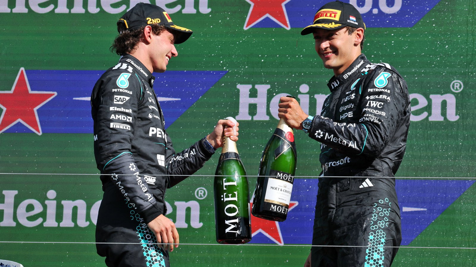 It was all smiles at the end between Antonelli and Russell 