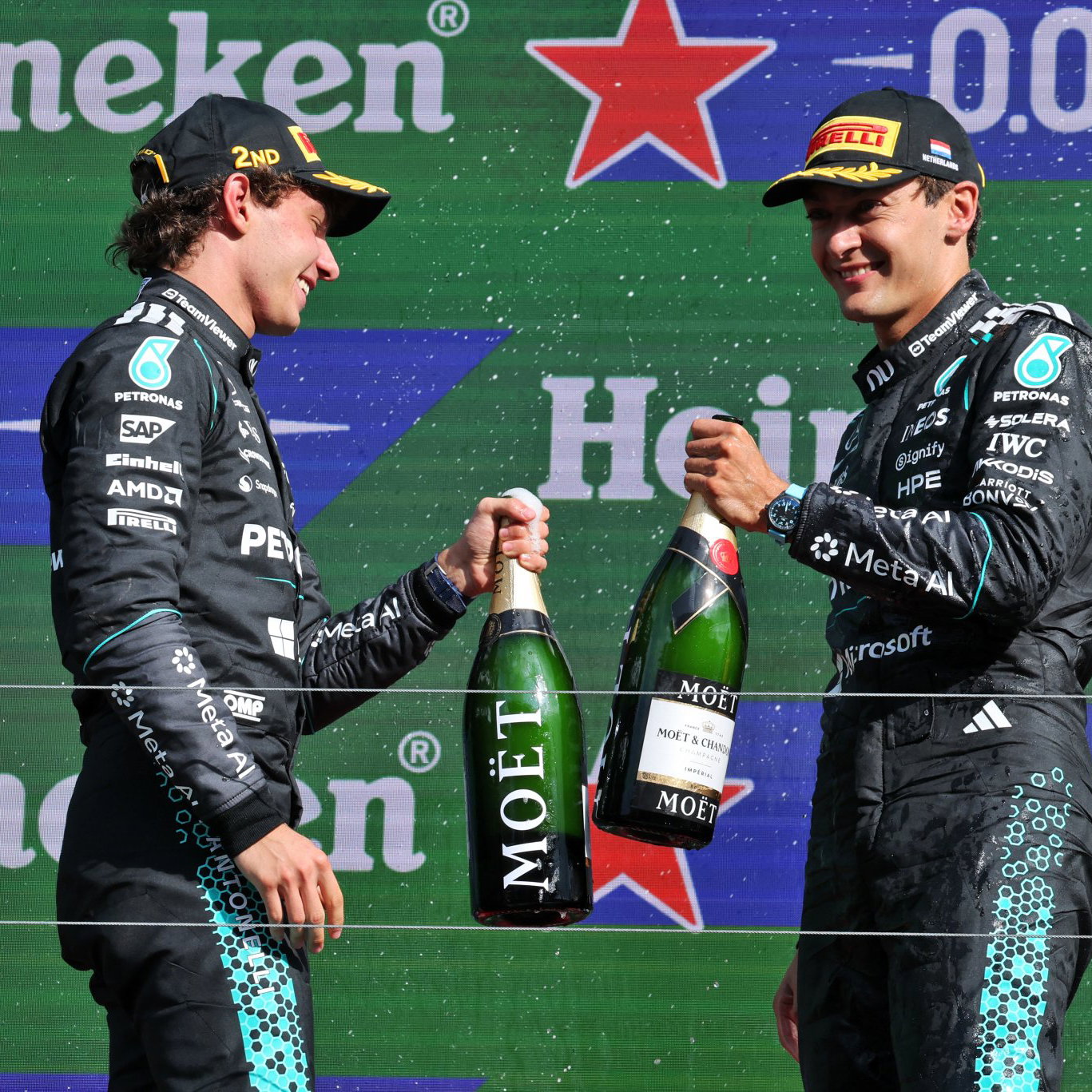 It was all smiles at the end between Antonelli and Russell