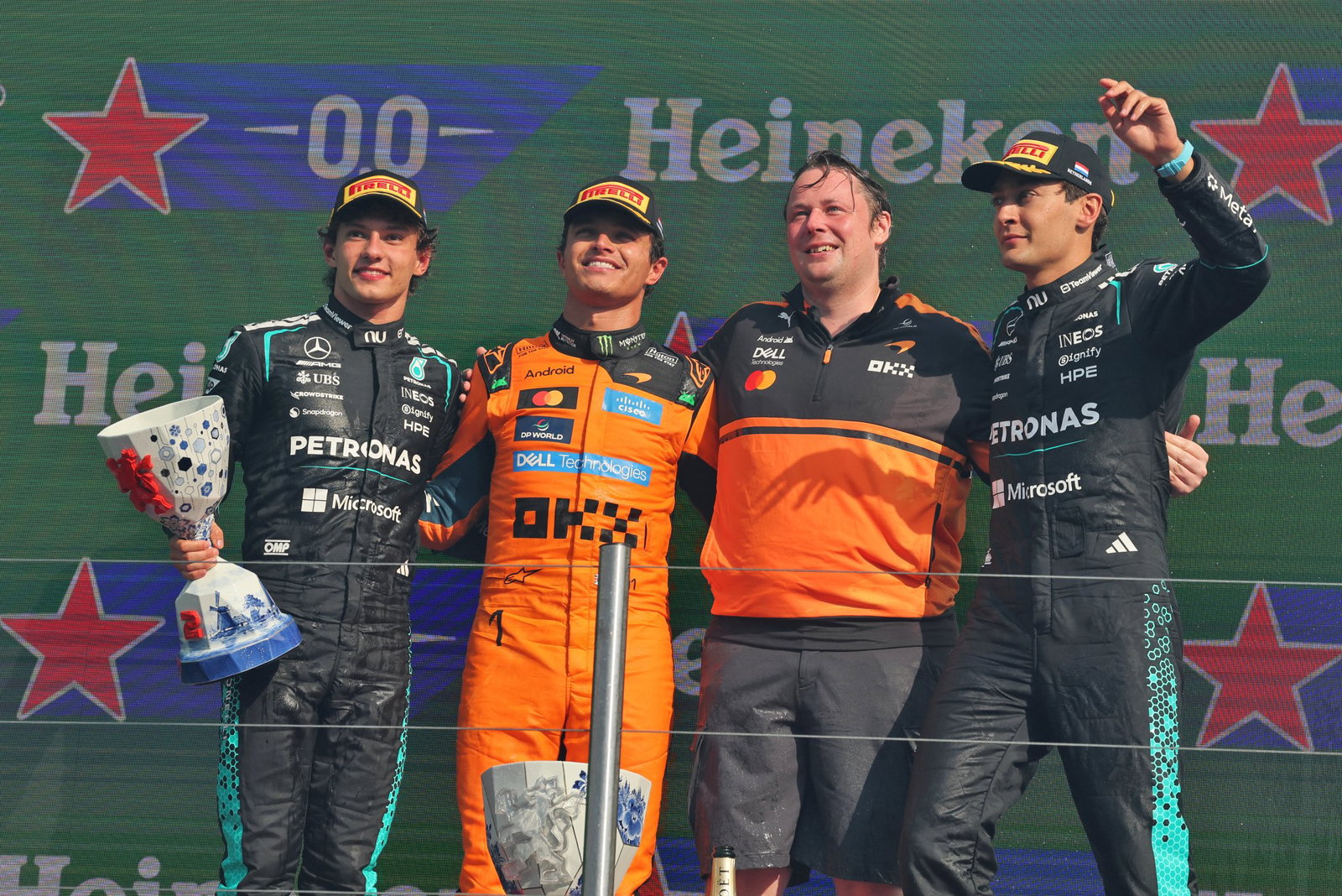 Lando Norris beat the Mercedes pair to claim his second win in a row 