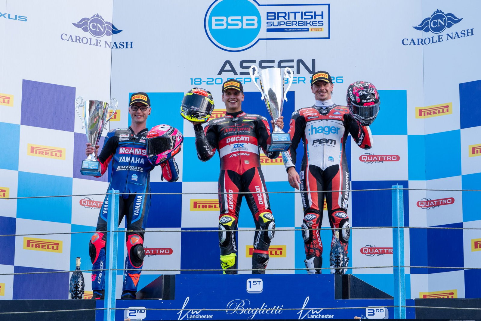 Race three podium, Assen, Redding, Ryde & Ray, BSB, 2026