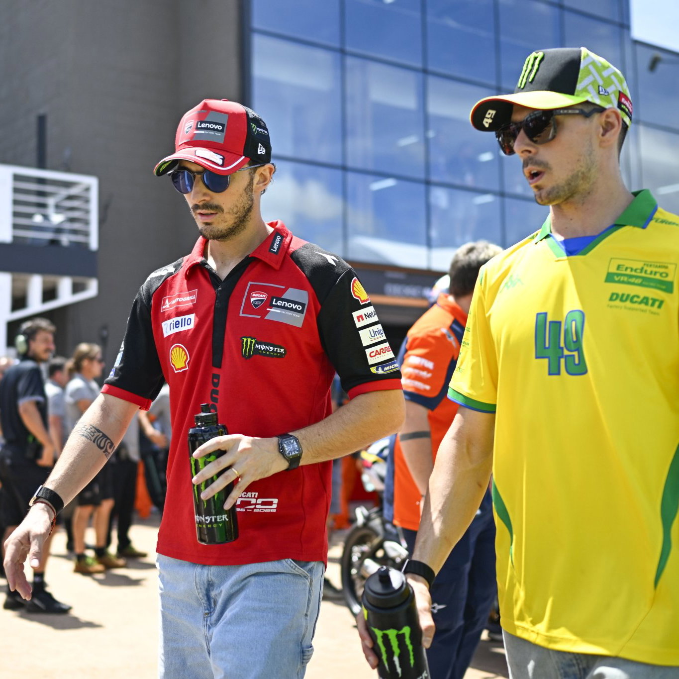 Francesco Bagnaia & Fabio Di Giannantonio, 2026 MotoGP Brazilian Grand Prix, pre-race. Credit: Gold and Goose.