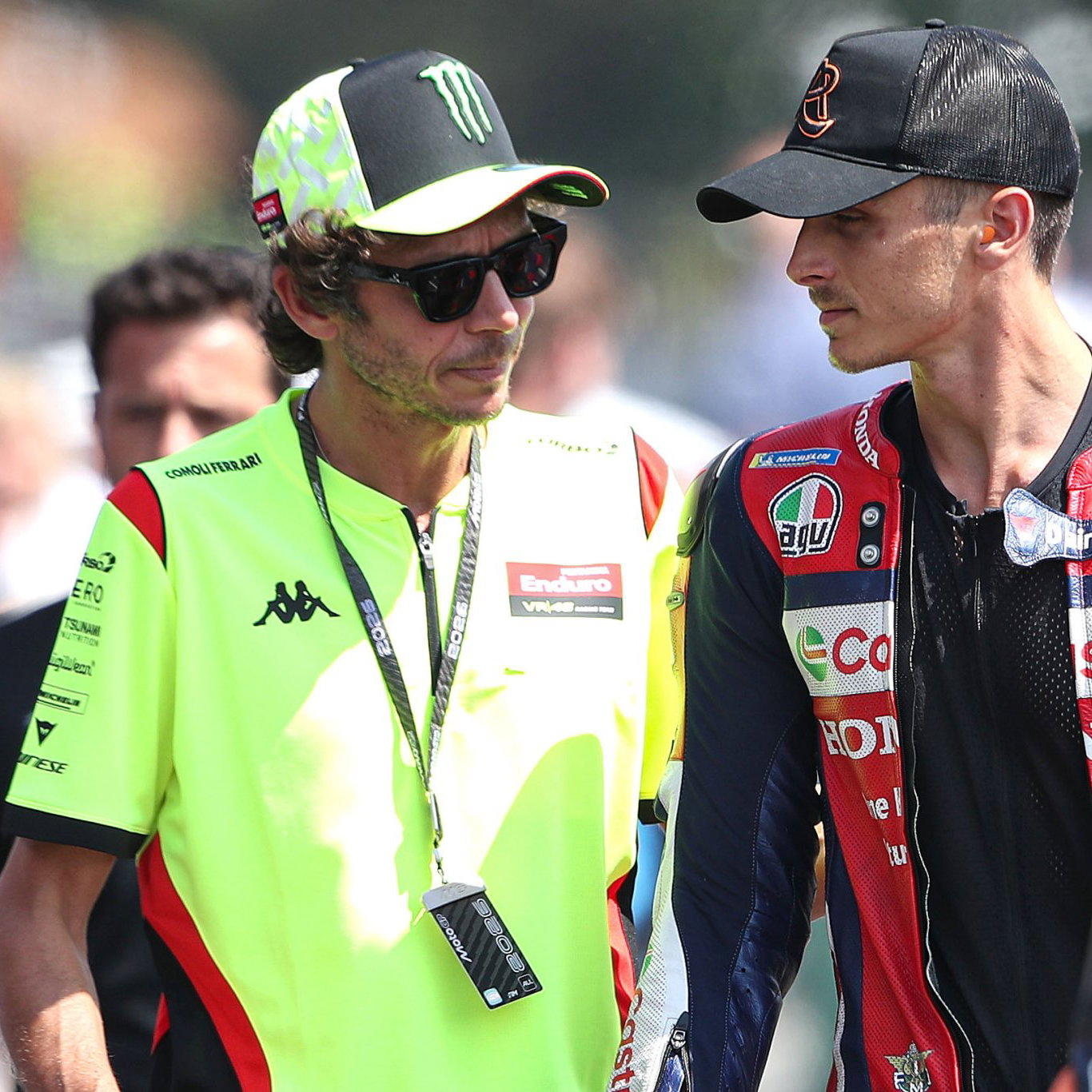 Luca Marini speaks to Valentino Rossi at the 2026 MotoGP Czech Grand Prix. Credit: Gold and Goose.