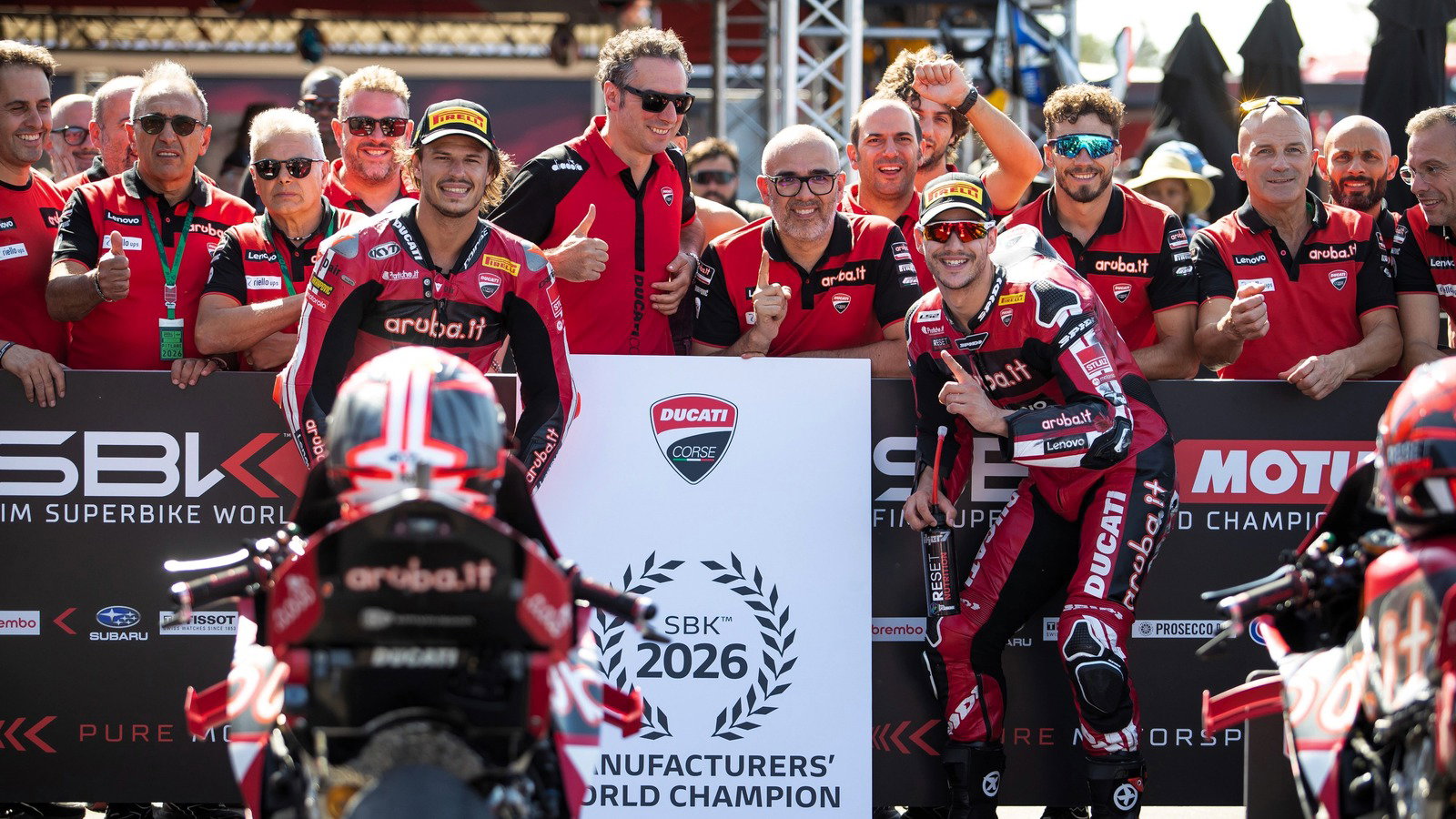 Nicolo Bulega and Ducati WorldSBK team-mate Iker Lecuona.