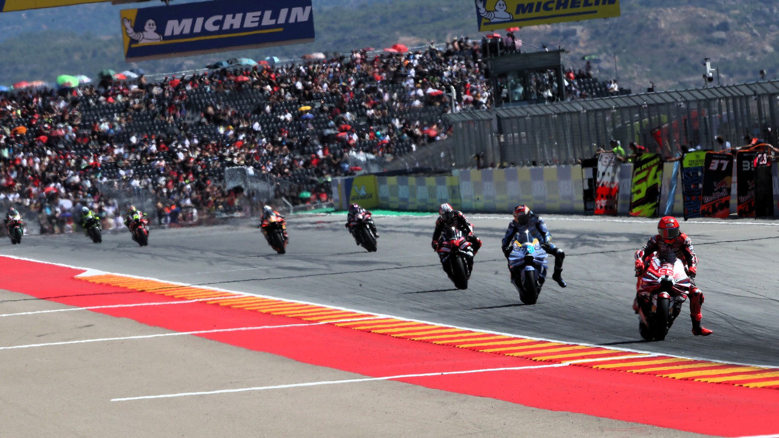 Marc Marquez leads the Aragon Sprint.