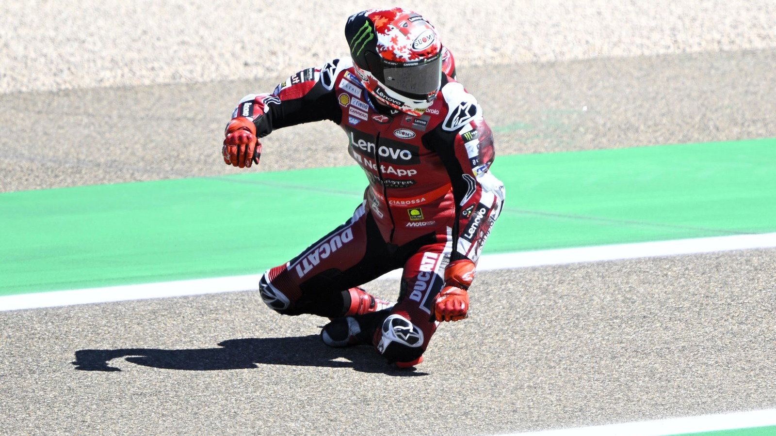 Pecco Bagnaia crash, 2026 Aragon MotoGP.