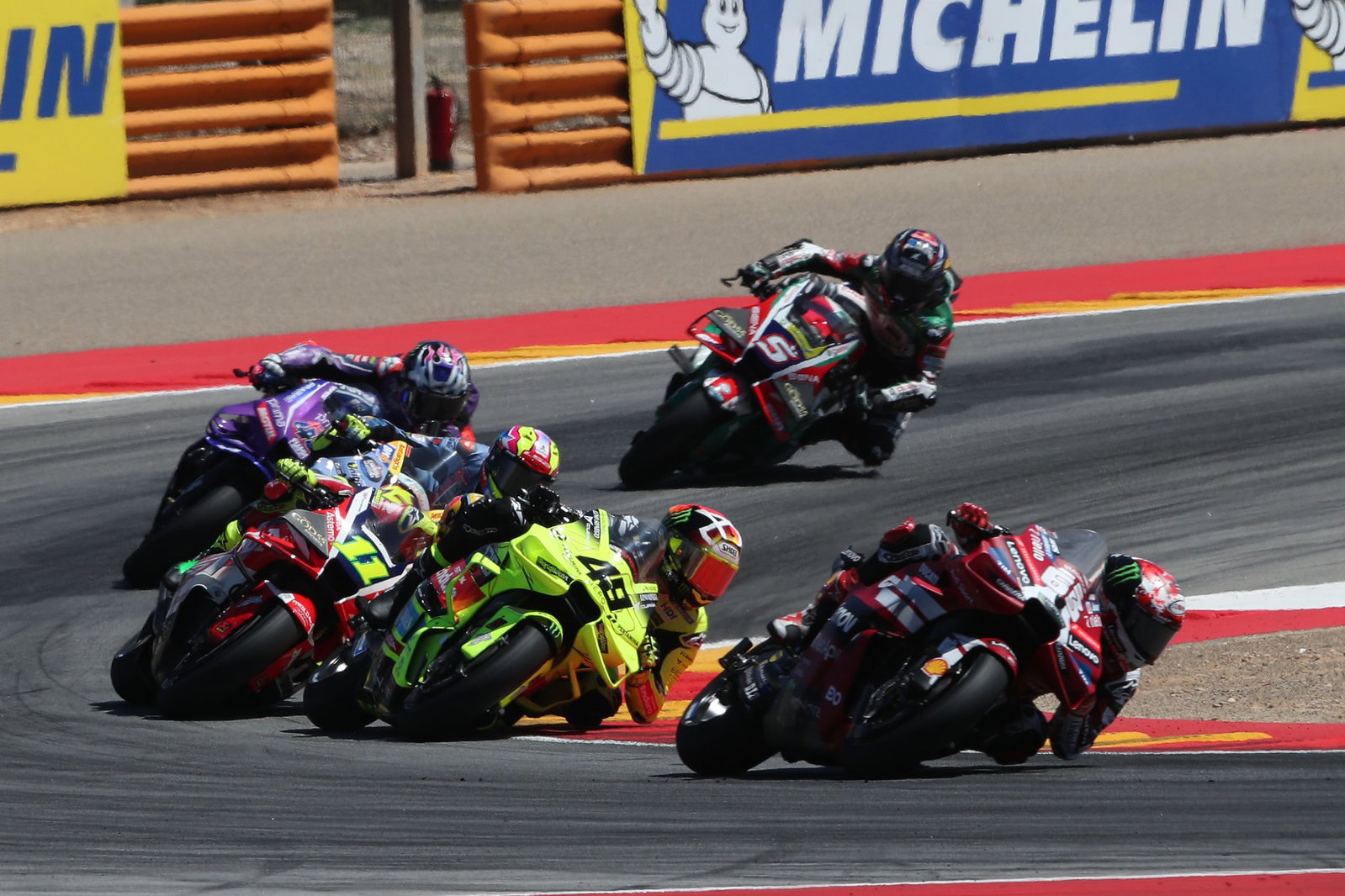 Francesco Bagnaia leads Fabio Di Giannantonio at 2026 MotoGP Aragon Grand Prix. Credit: Gold and Goose.