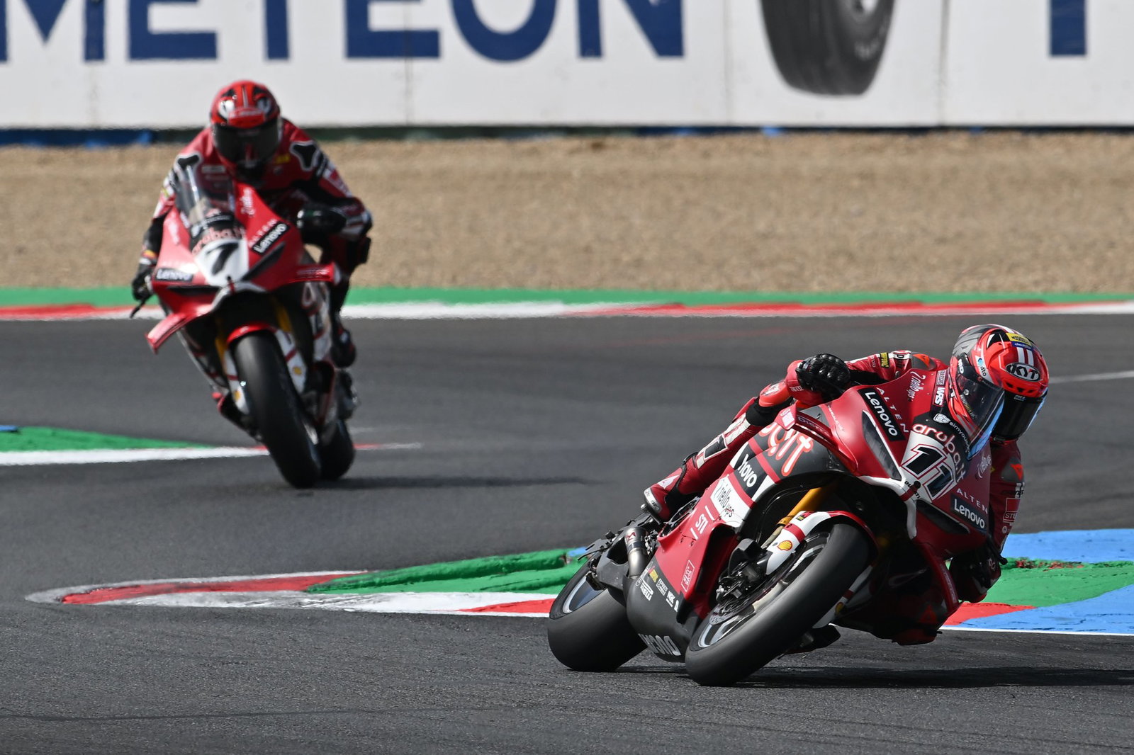 Nicolo Bulega leads Iker Lecuona, 2026 French WorldSBK. Credit: Gold and Goose.