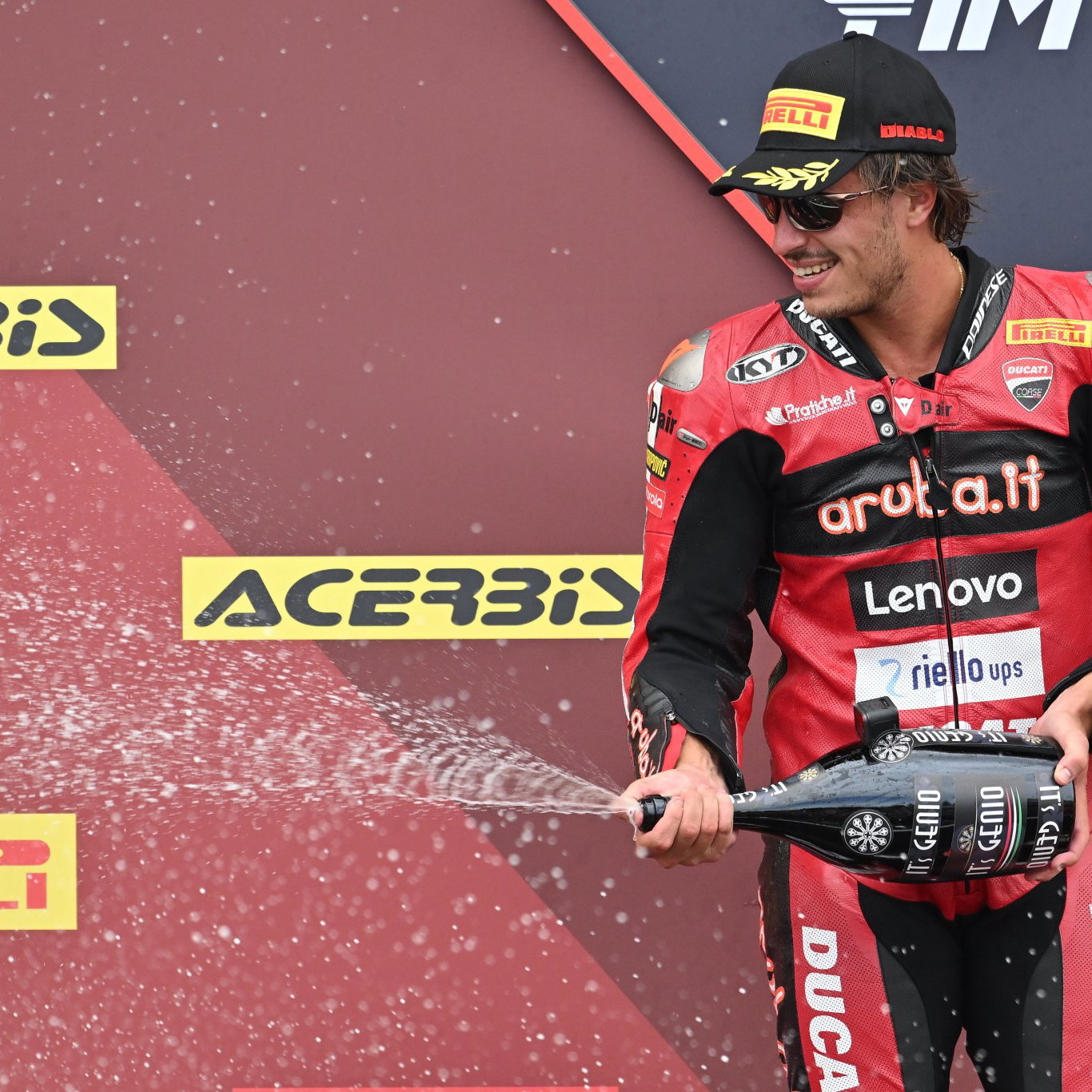 Nicolo Bulega, 2026 French WorldSBK, podium. Credit: Gold and Goose.