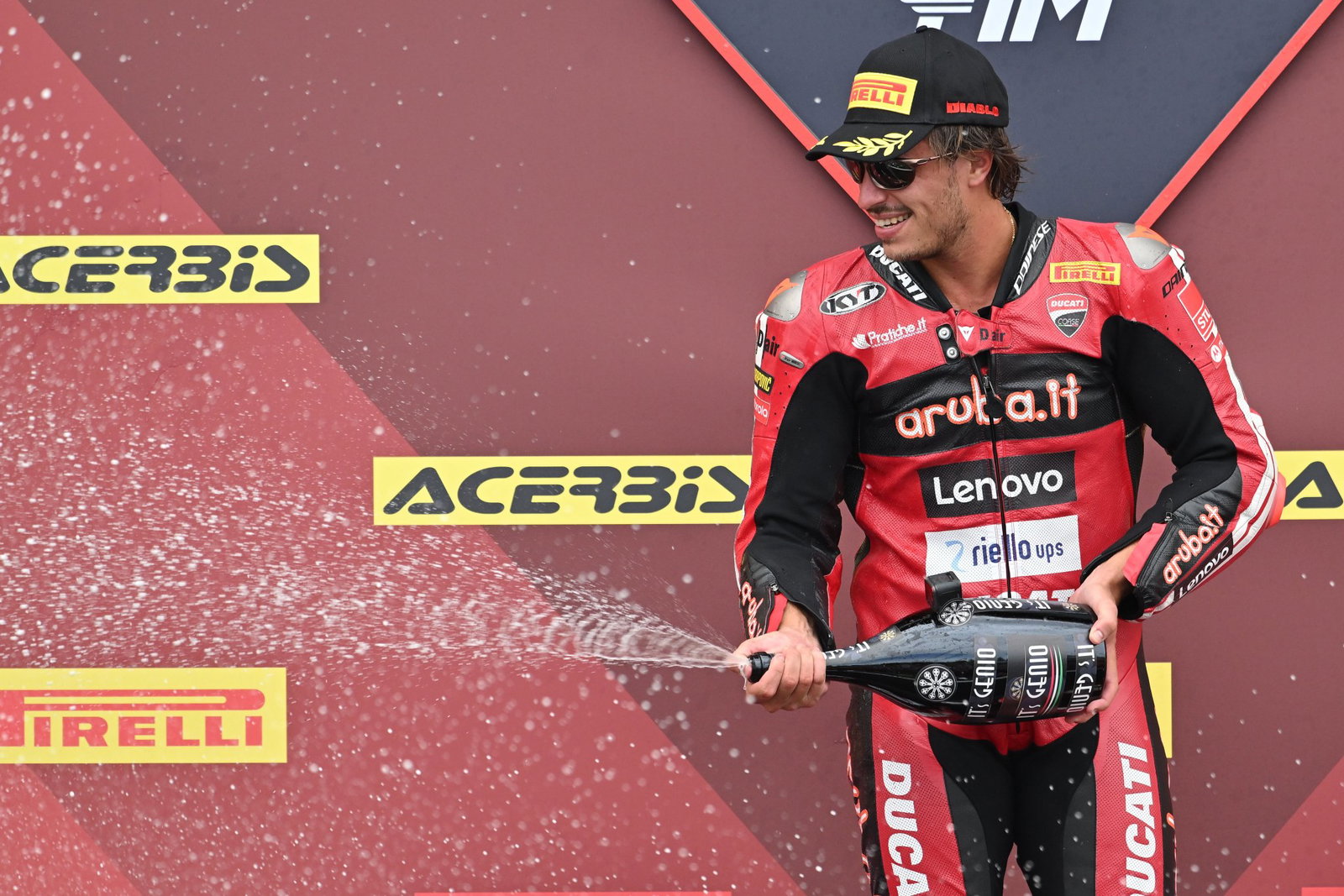 Nicolo Bulega, 2026 French WorldSBK, podium. Credit: Gold and Goose.