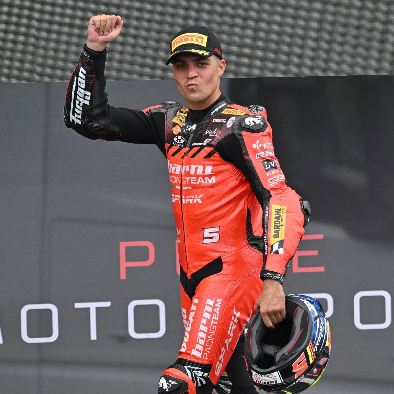 Yari Montella, 2026 French WorldSBK, podium. Credit: Gold and Goose.