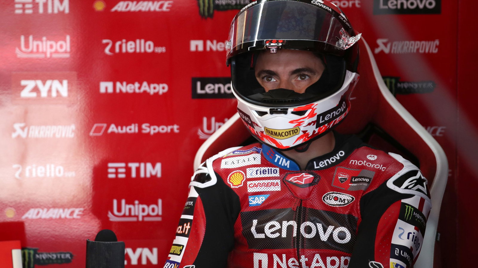 Francesco Bagnaia, 2026 MotoGP San Marino Grand Prix, pit box. Credit: Gold and Goose.