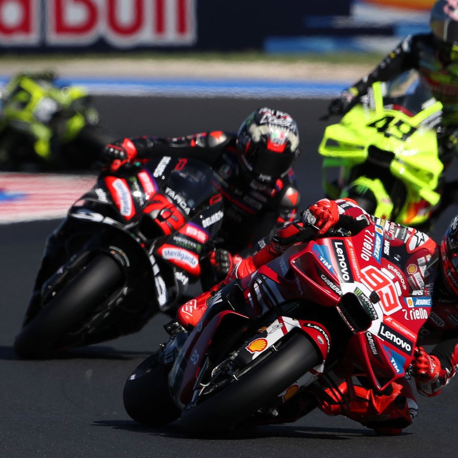 Marc Marquez leads, 2026 Misano MotoGP. 