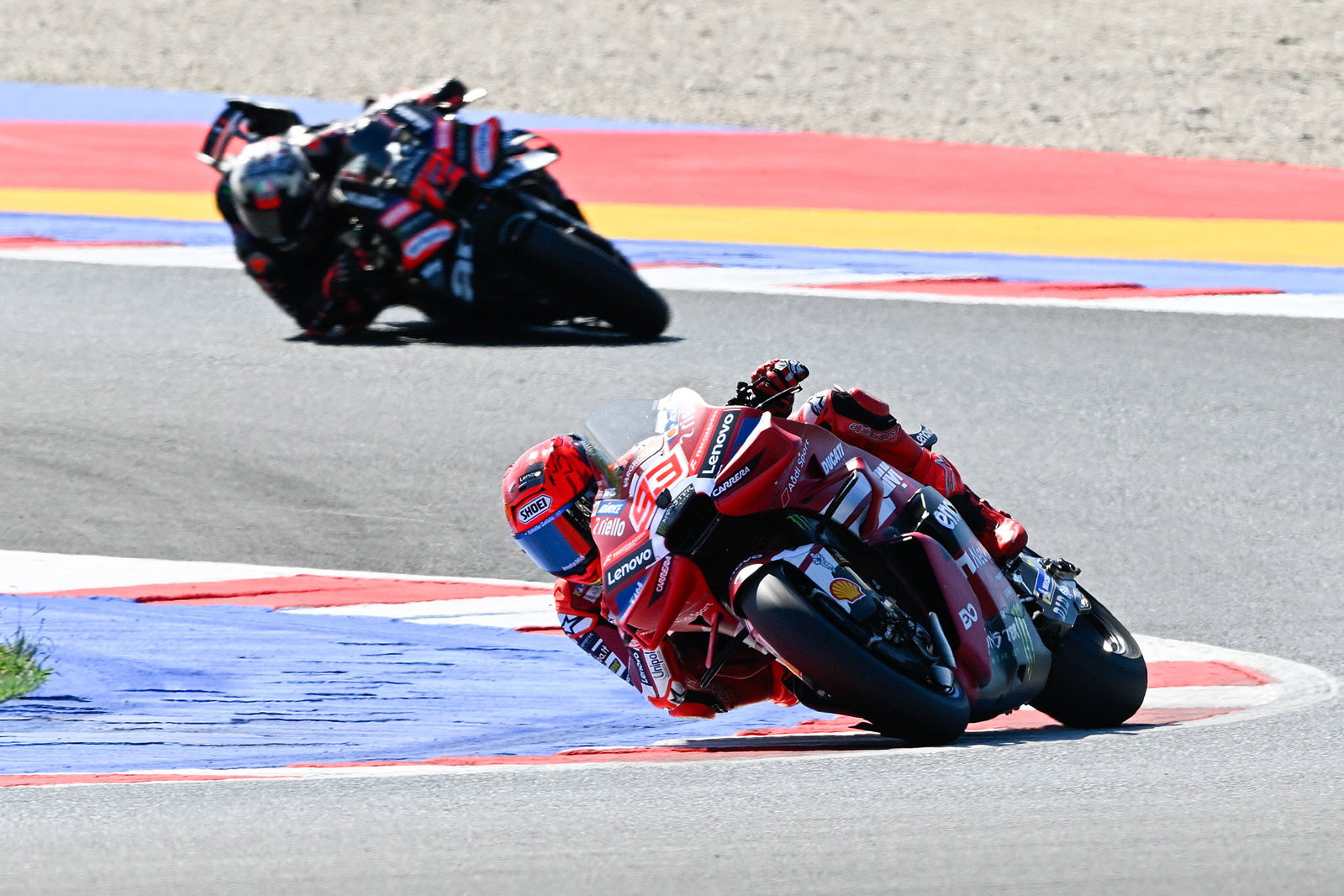 Marc Marquez leads Marco Bezzecchi, 2026 MotoGP San Marino Grand Prix, Sprint. Credit: Gold and Goose.