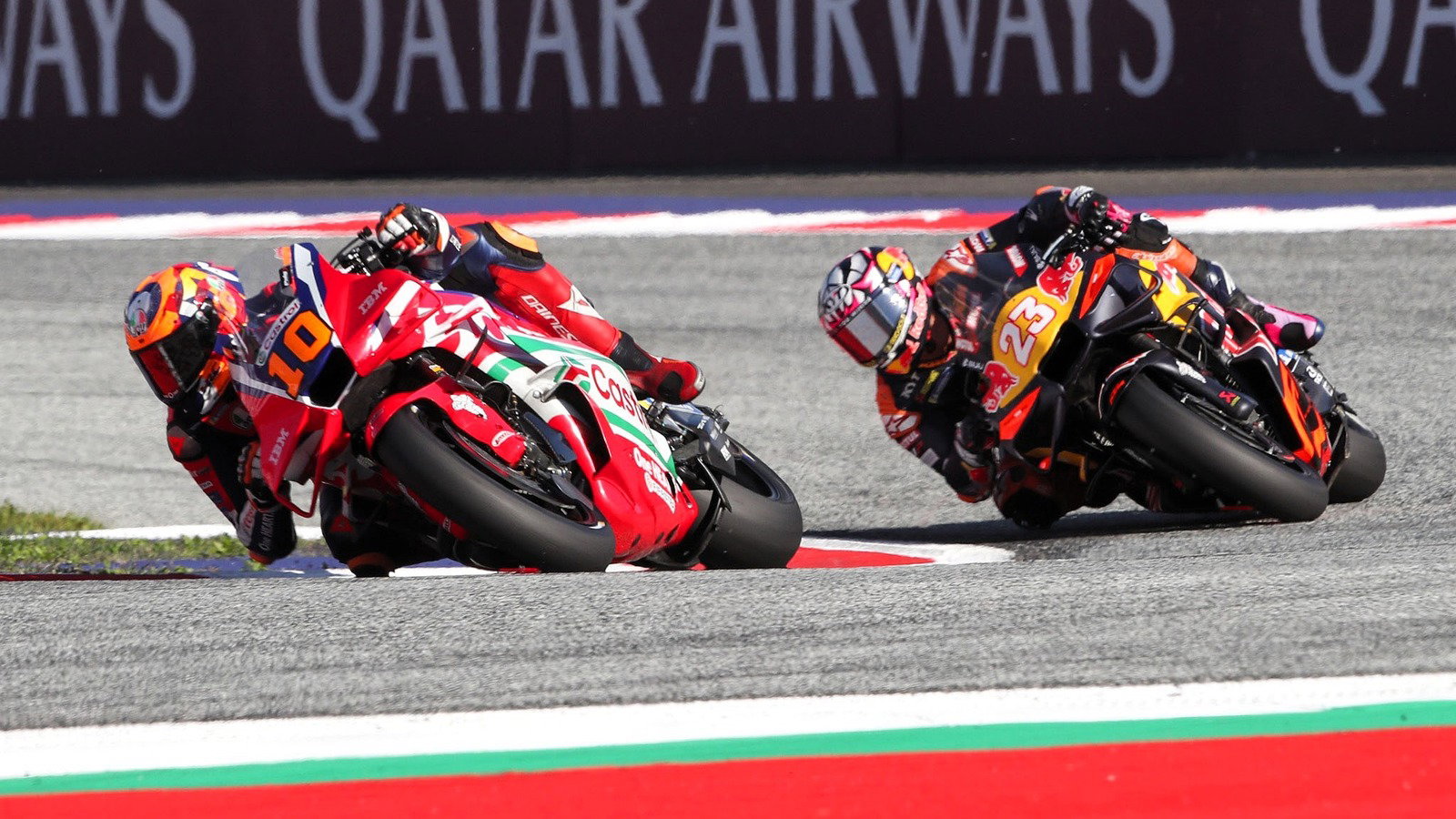 Luca Marini leads current Tech3 rider Enea Bastianini.