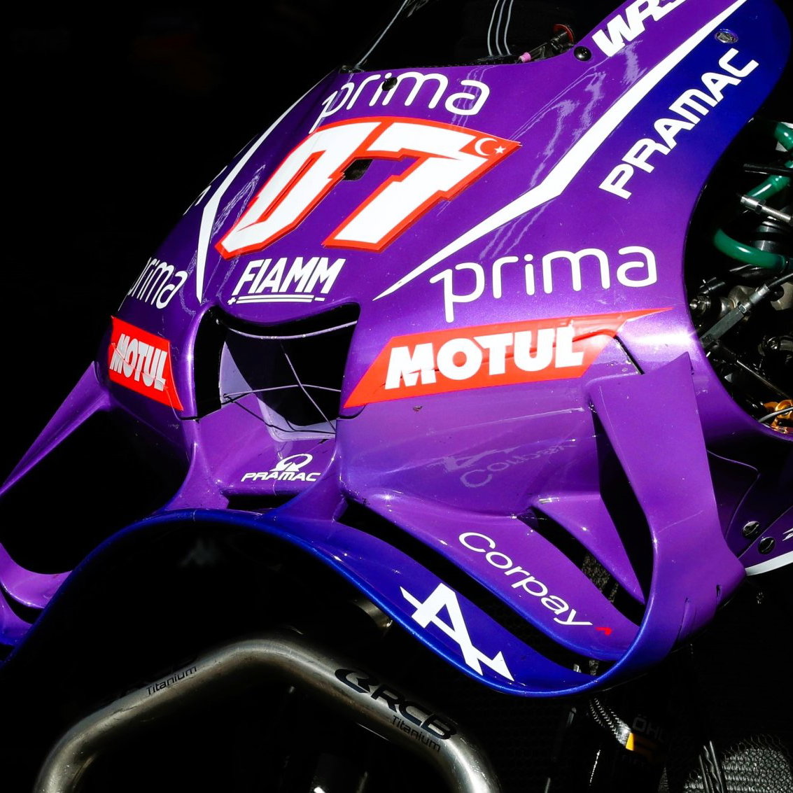 Toprak Razgatlioglu's 2026 Pramac Yamaha front wing.