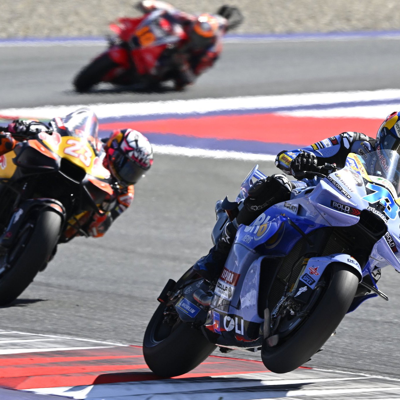 Alex Marquez leads Enea Bastianini, 2026 MotoGP Austrian Grand Prix. Credit: Gold and Goose.