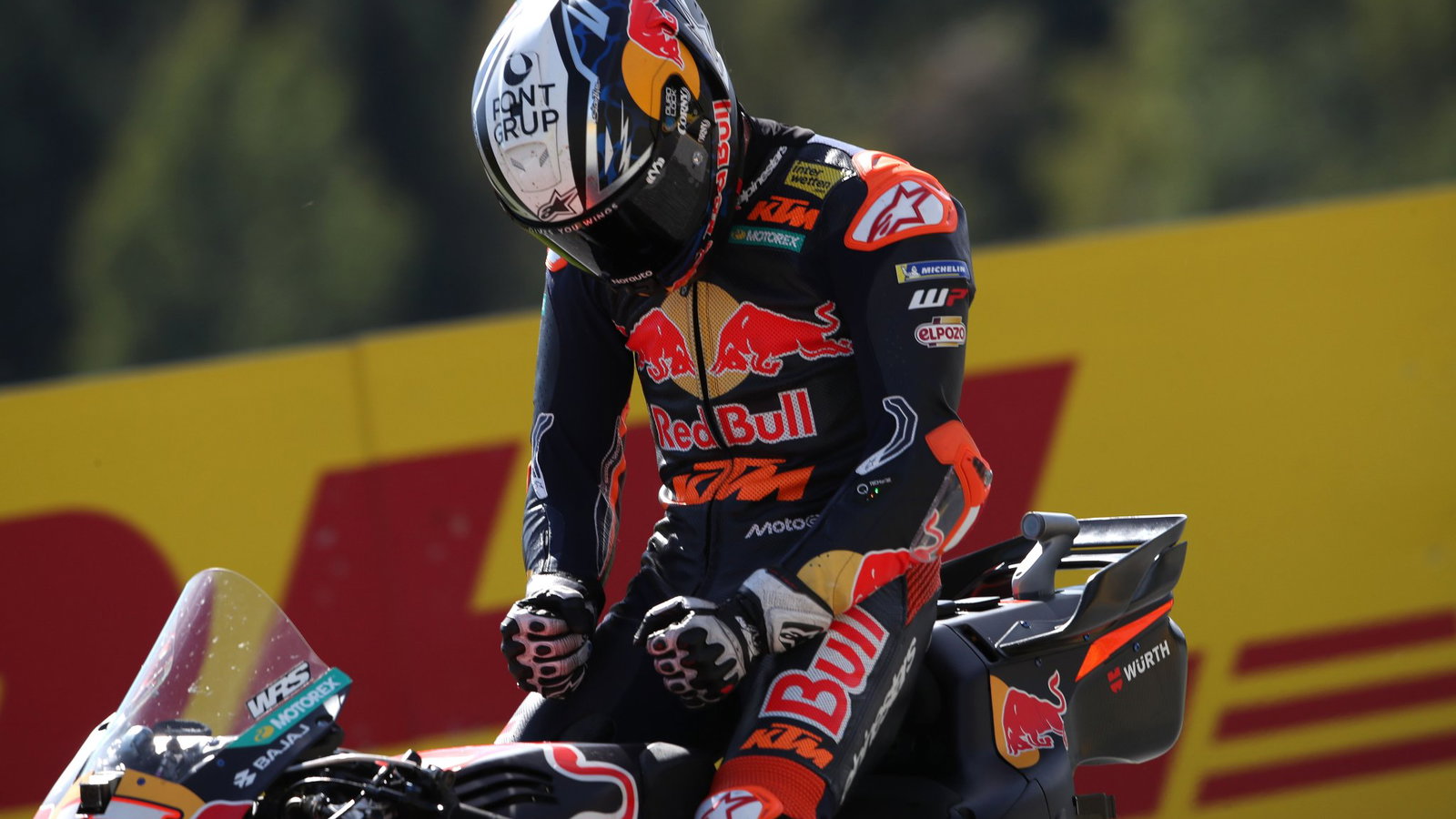 Pedro Acosta reacts to his maiden MotoGP win