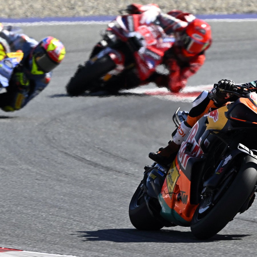 Brad Binder leads Fermin Aldeguer and Marc Marquez, 2026 Red Bull Ring MotoGP.