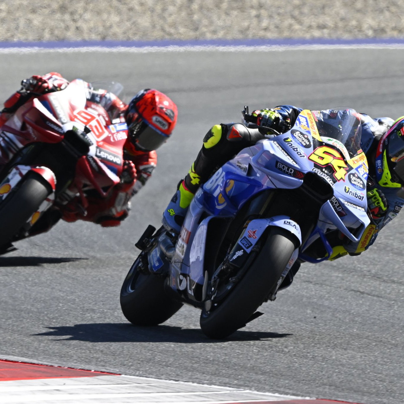 Fermin Aldeguer leads Marc Marquez, 2026 MotoGP Austrian Grand Prix. Credit: Gold and Goose.
