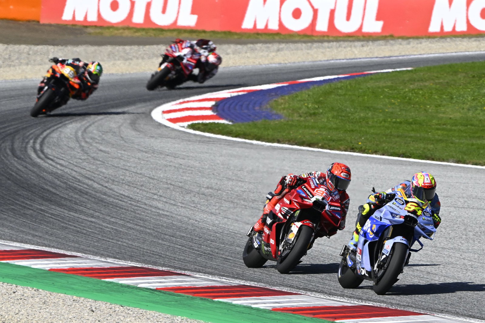 Fermin Aldeguer leads Marc Marquez, 2026 MotoGP Austrian Grand Prix. Credit: Gold and Goose.
