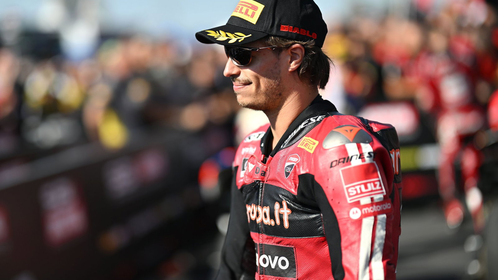Nicolo Bulega, 2026 Italian WorldSBK, parc ferme. Credit: Gold and Goose.