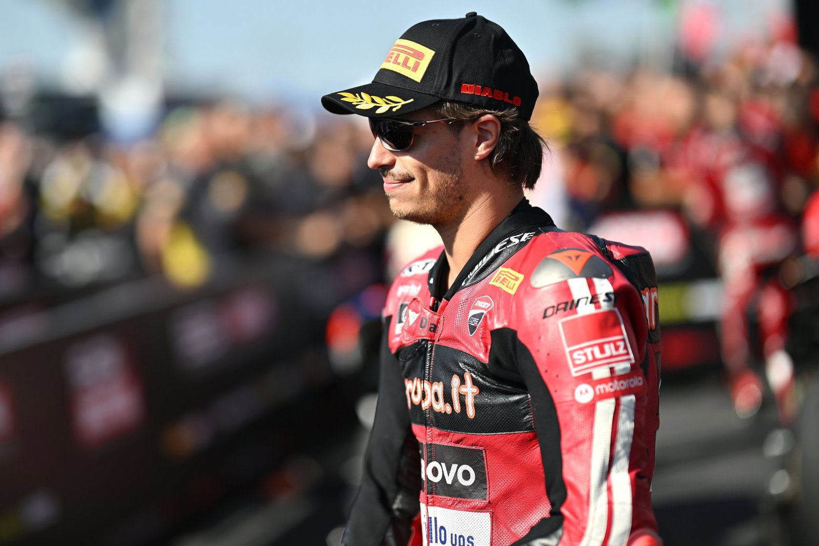 Nicolo Bulega, 2026 Italian WorldSBK, parc ferme. Credit: Gold and Goose.