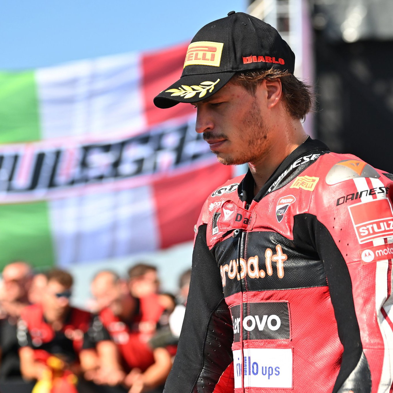 Nicolo Bulega, 2026 Italian WorldSBK, podium. Credit: Gold and Goose.