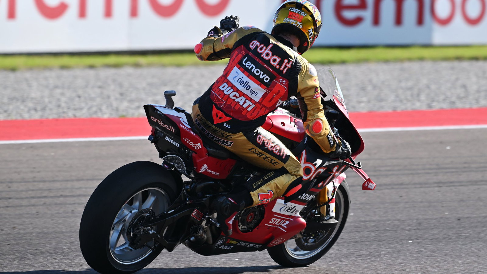 Nicolo Bulega, 2026 Italian WorldSBK, Race 2 cooldown lap. Credit: Gold and Goose.