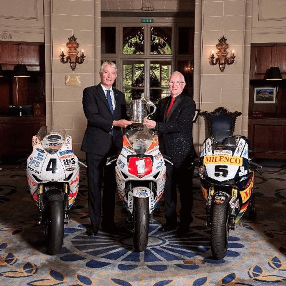 Clive Padgett receives the Torrens Trophy on behalf of Padgett's Motorcycles. Credit: Royal Automobile Club.