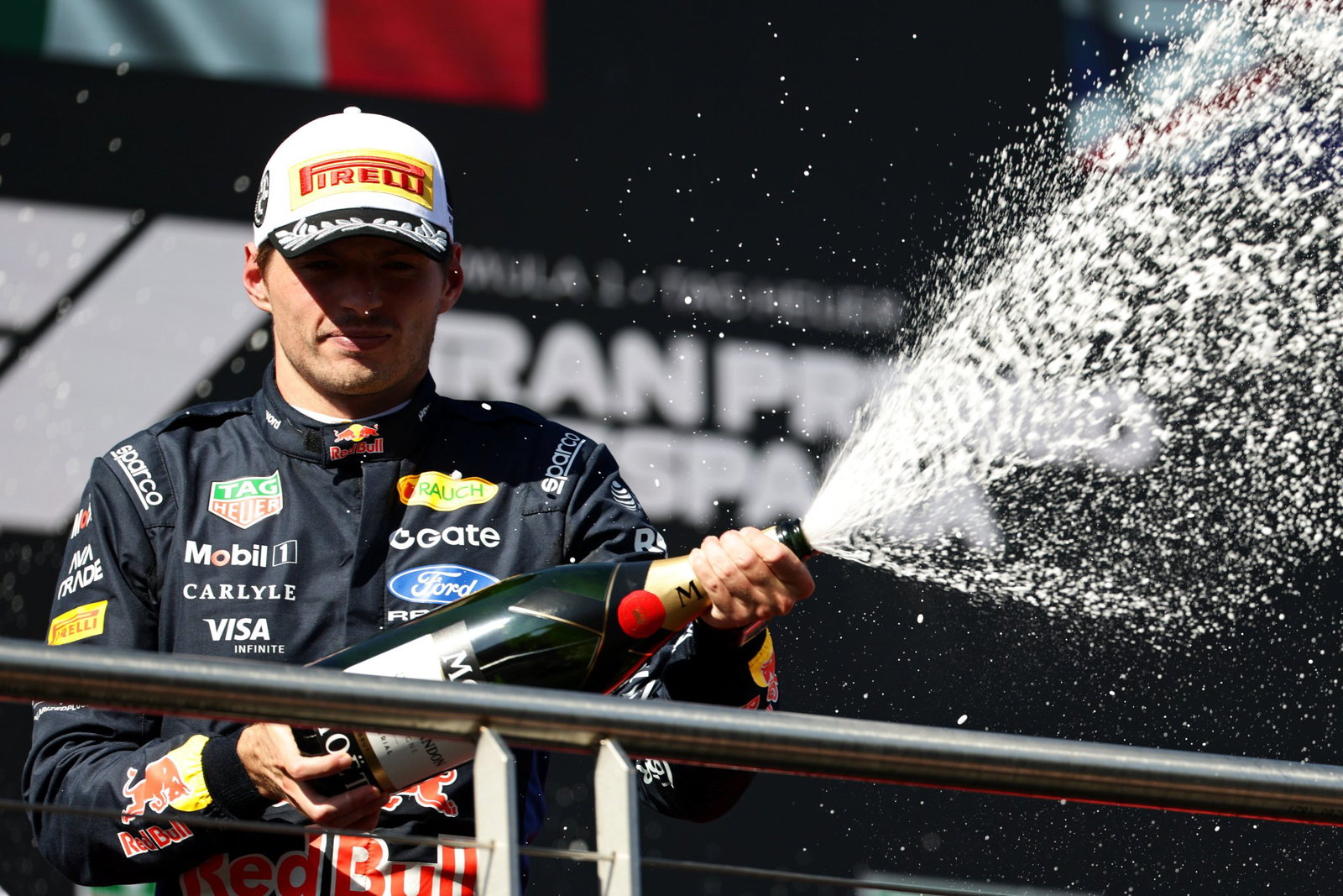 Verstappen ended up celebrating a P2 finish on the podium 