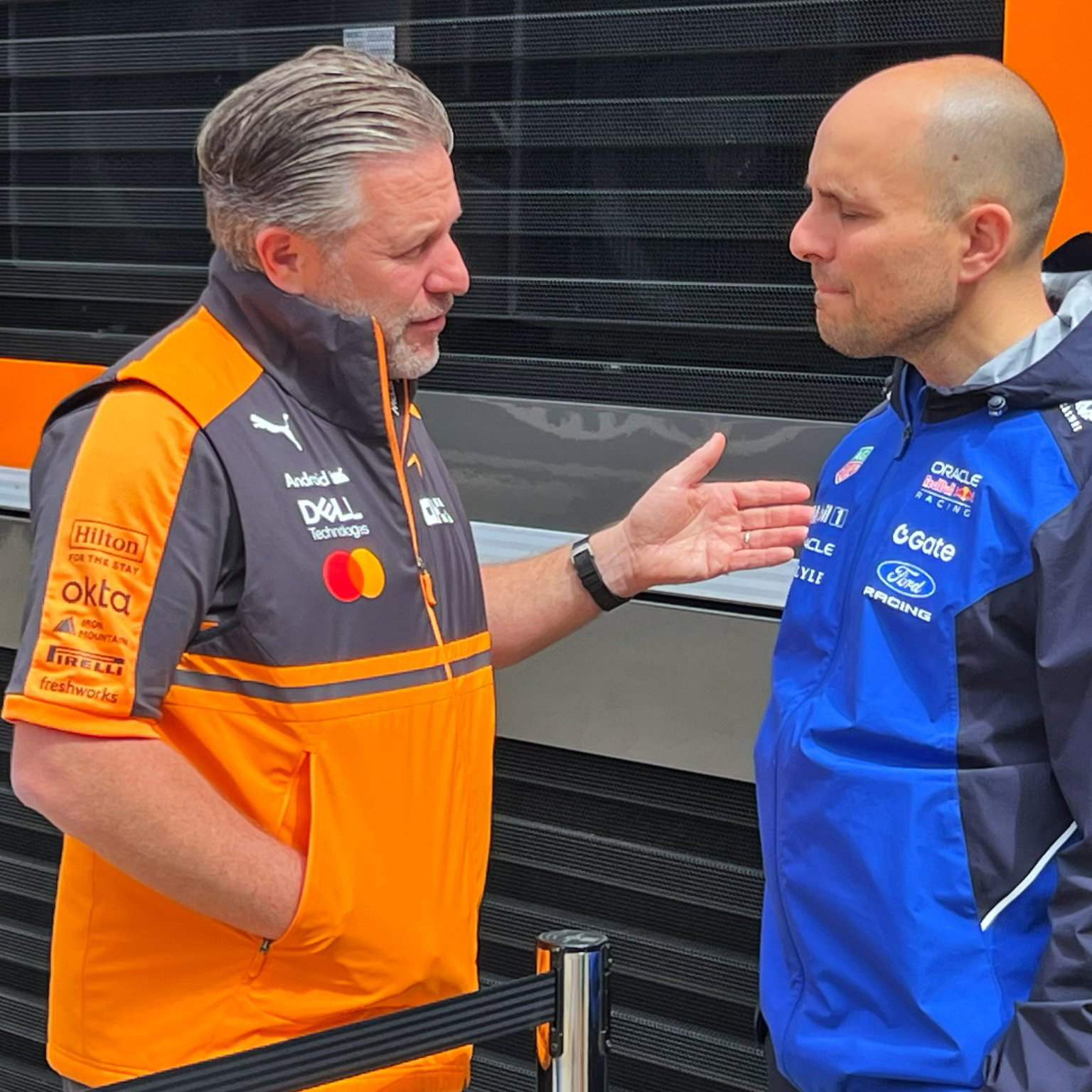 McLaren boss Zak Brown has held talks with Gianpiero Lambiase in the F1 paddock